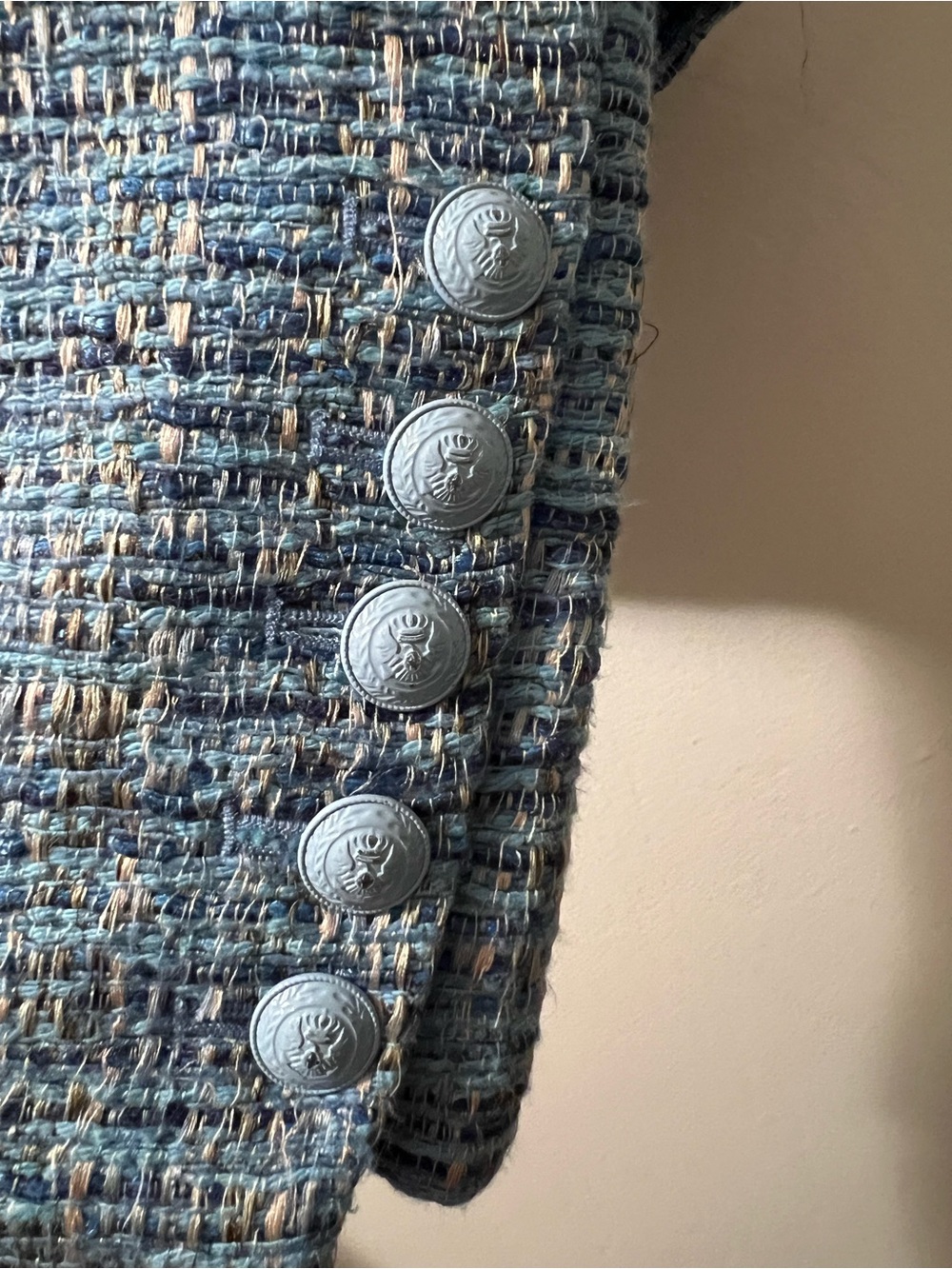 L’AGENCE Brooke Multi-Blue Tweed Blazer, Size 2 - Picture 7 of 10